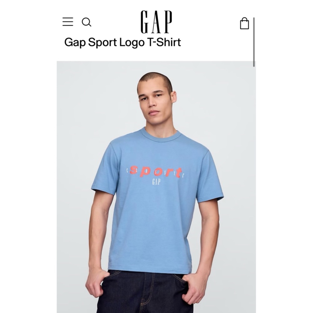 GAP Mens Light Blue Sport Logo Tee
